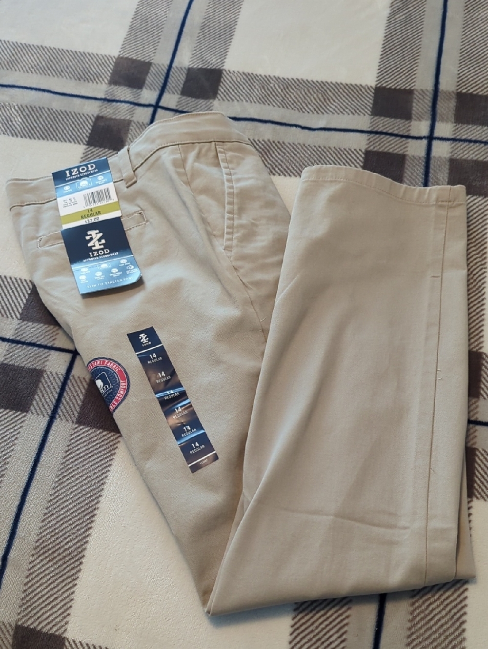 Izod Youth Khaki/Tan Straight Fit Chinos